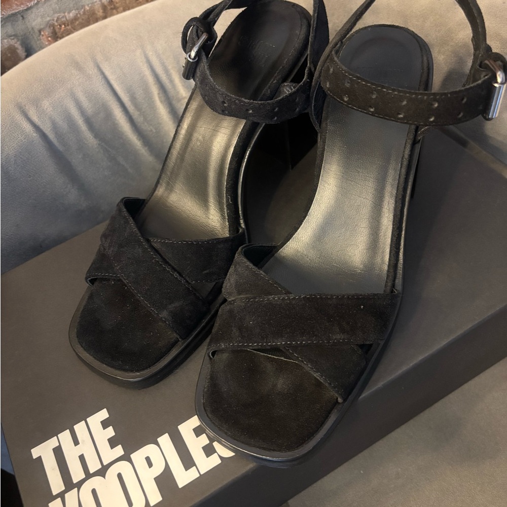 The Kooples Black Heeled Sandals with Ankle Strap